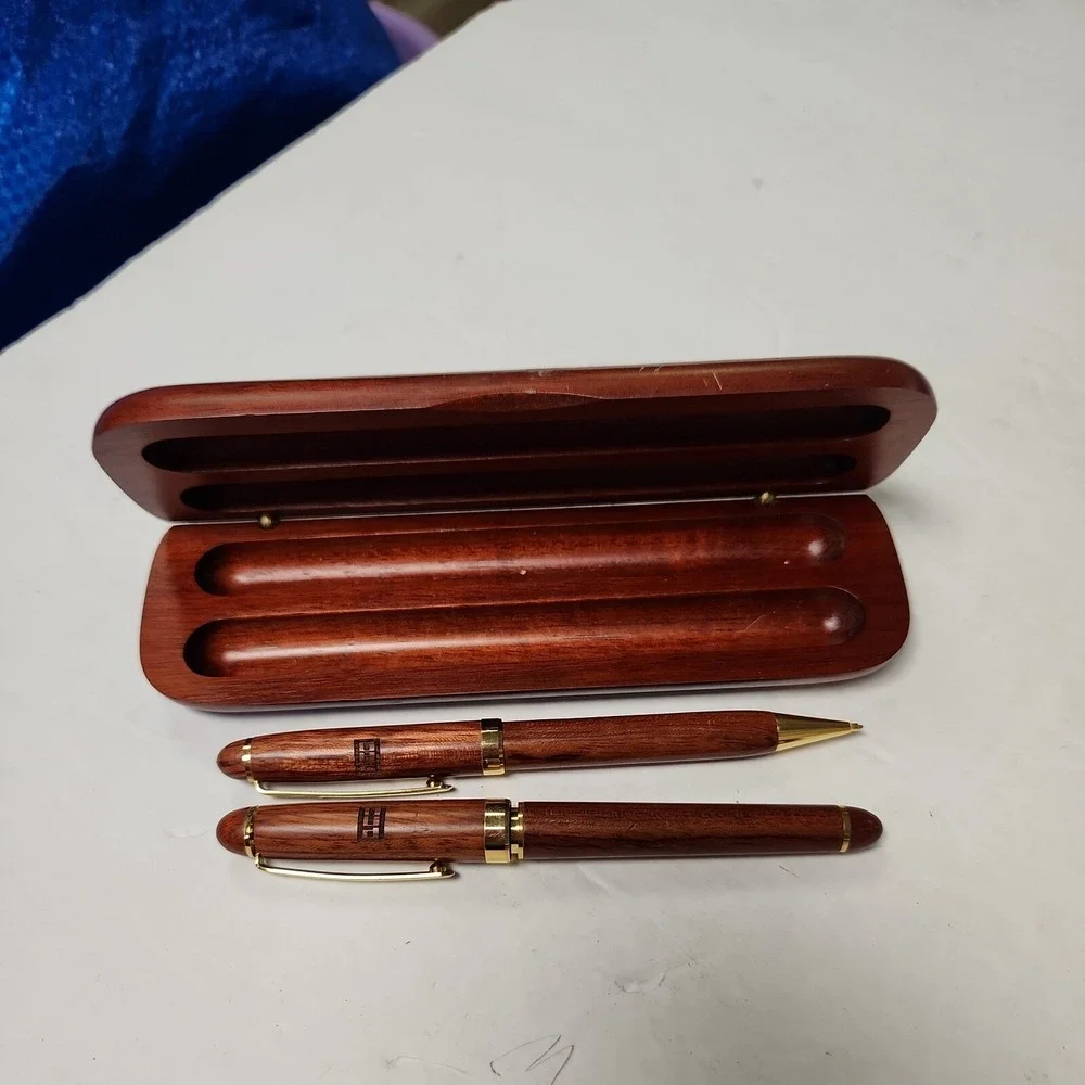 Set of 2 Wooden Ballpoint Pen and‎ Pen in Wooden Box Made in Germany